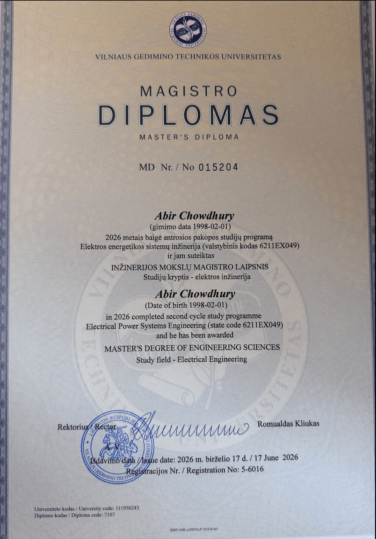 Master of Engineering Sciences (M.Eng.) in Electrical Power Systems Engineering